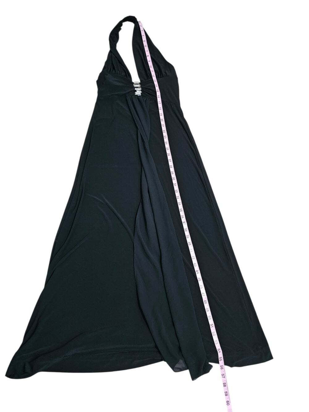 B. Smart Women's Size 13/14 Long Maxi Dress Black Rhinestone Halter Prom Y2K - Picture 7 of 7